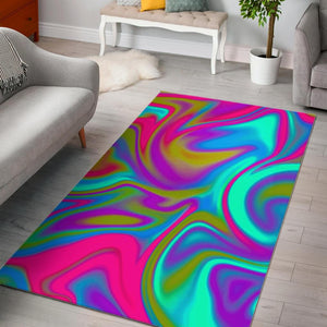 Neon Psychedelic Trippy Print Area Rug GearFrost