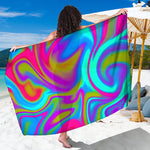 Neon Psychedelic Trippy Print Beach Sarong Wrap