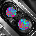 Neon Psychedelic Trippy Print Car Coasters