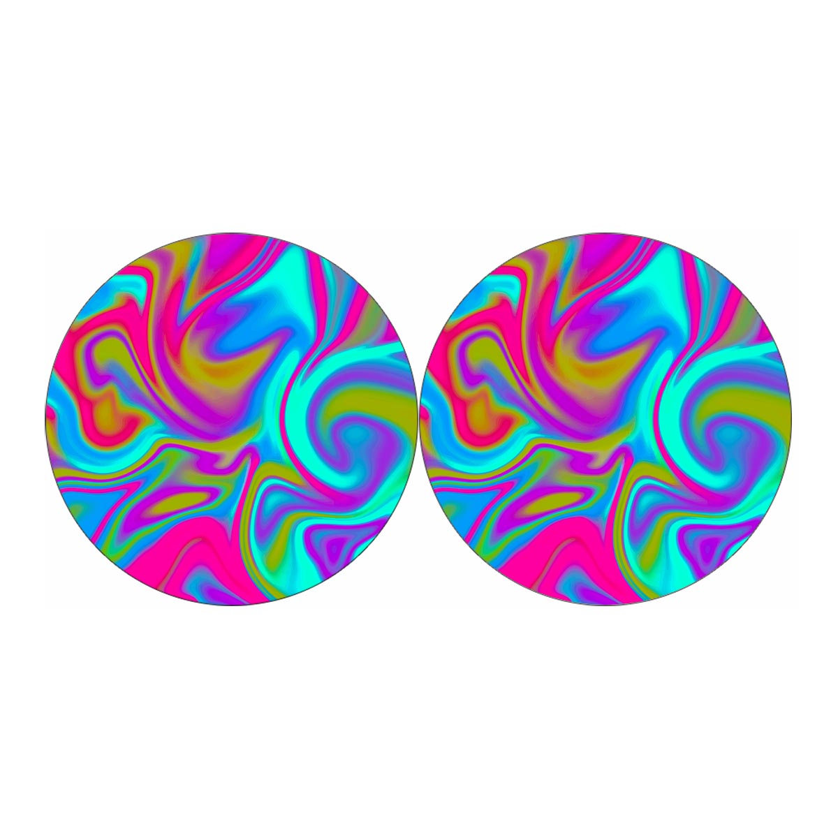 Neon Psychedelic Trippy Print Car Coasters