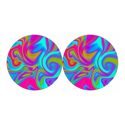 Neon Psychedelic Trippy Print Car Coasters