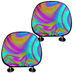 Neon Psychedelic Trippy Print Car Headrest Covers