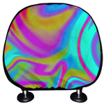 Neon Psychedelic Trippy Print Car Headrest Covers