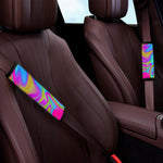 Neon Psychedelic Trippy Print Car Seat Belt Covers
