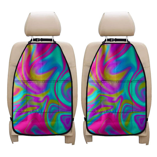 Neon Psychedelic Trippy Print Car Seat Organizers