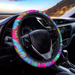 Neon Psychedelic Trippy Print Car Steering Wheel Cover