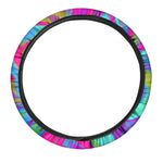 Neon Psychedelic Trippy Print Car Steering Wheel Cover