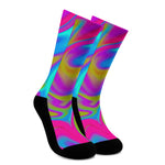 Neon Psychedelic Trippy Print Crew Socks