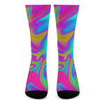 Neon Psychedelic Trippy Print Crew Socks