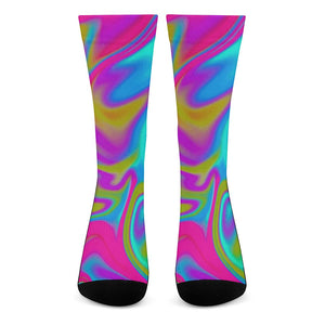 Neon Psychedelic Trippy Print Crew Socks