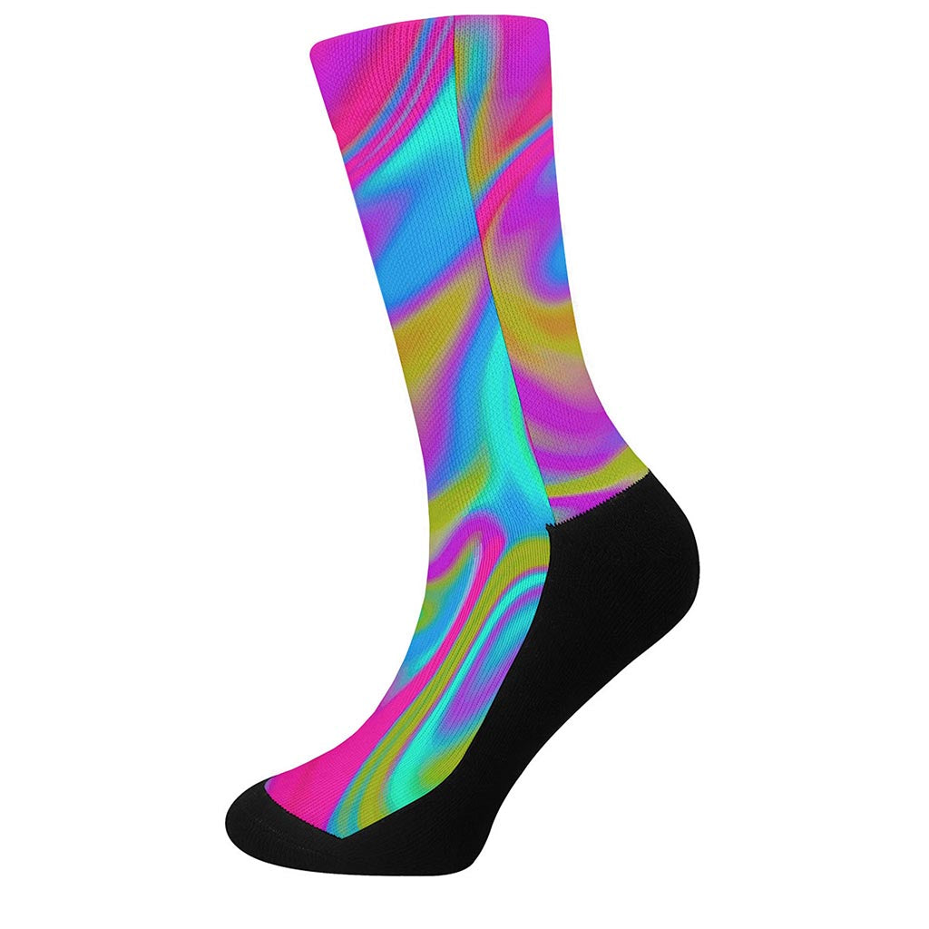 Neon Psychedelic Trippy Print Crew Socks