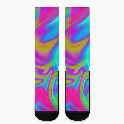 Neon Psychedelic Trippy Print Crew Socks