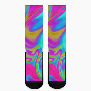 Neon Psychedelic Trippy Print Crew Socks