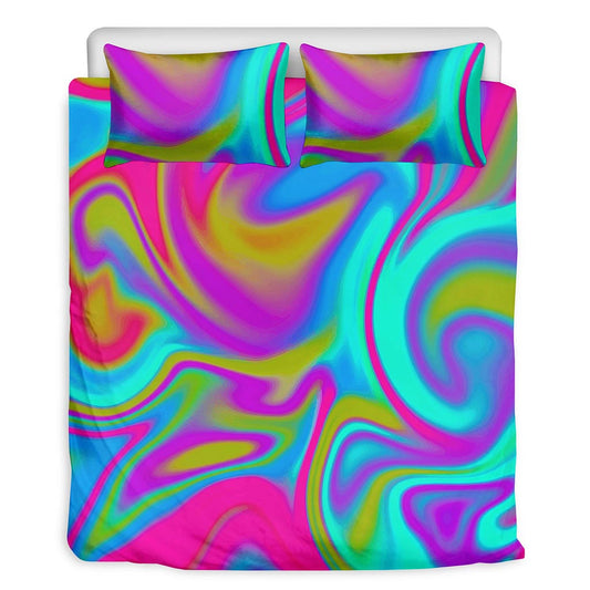 Neon Psychedelic Trippy Print Duvet Cover Bedding Set