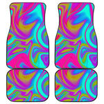 Neon Psychedelic Trippy Print Front and Back Car Floor Mats