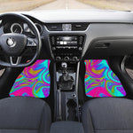 Neon Psychedelic Trippy Print Front and Back Car Floor Mats