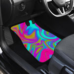Neon Psychedelic Trippy Print Front and Back Car Floor Mats