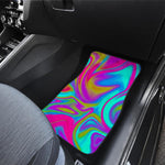 Neon Psychedelic Trippy Print Front and Back Car Floor Mats