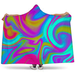 Neon Psychedelic Trippy Print Hooded Blanket