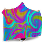 Neon Psychedelic Trippy Print Hooded Blanket