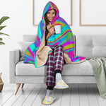Neon Psychedelic Trippy Print Hooded Blanket