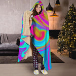 Neon Psychedelic Trippy Print Hooded Blanket