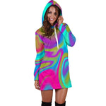 Neon Psychedelic Trippy Print Hoodie Dress GearFrost