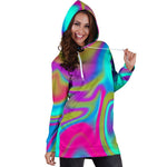 Neon Psychedelic Trippy Print Hoodie Dress GearFrost