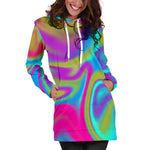 Neon Psychedelic Trippy Print Hoodie Dress GearFrost