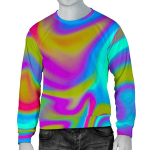 Neon Psychedelic Trippy Print Men's Crewneck Sweatshirt GearFrost