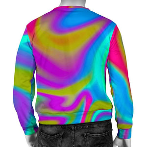 Neon Psychedelic Trippy Print Men's Crewneck Sweatshirt GearFrost