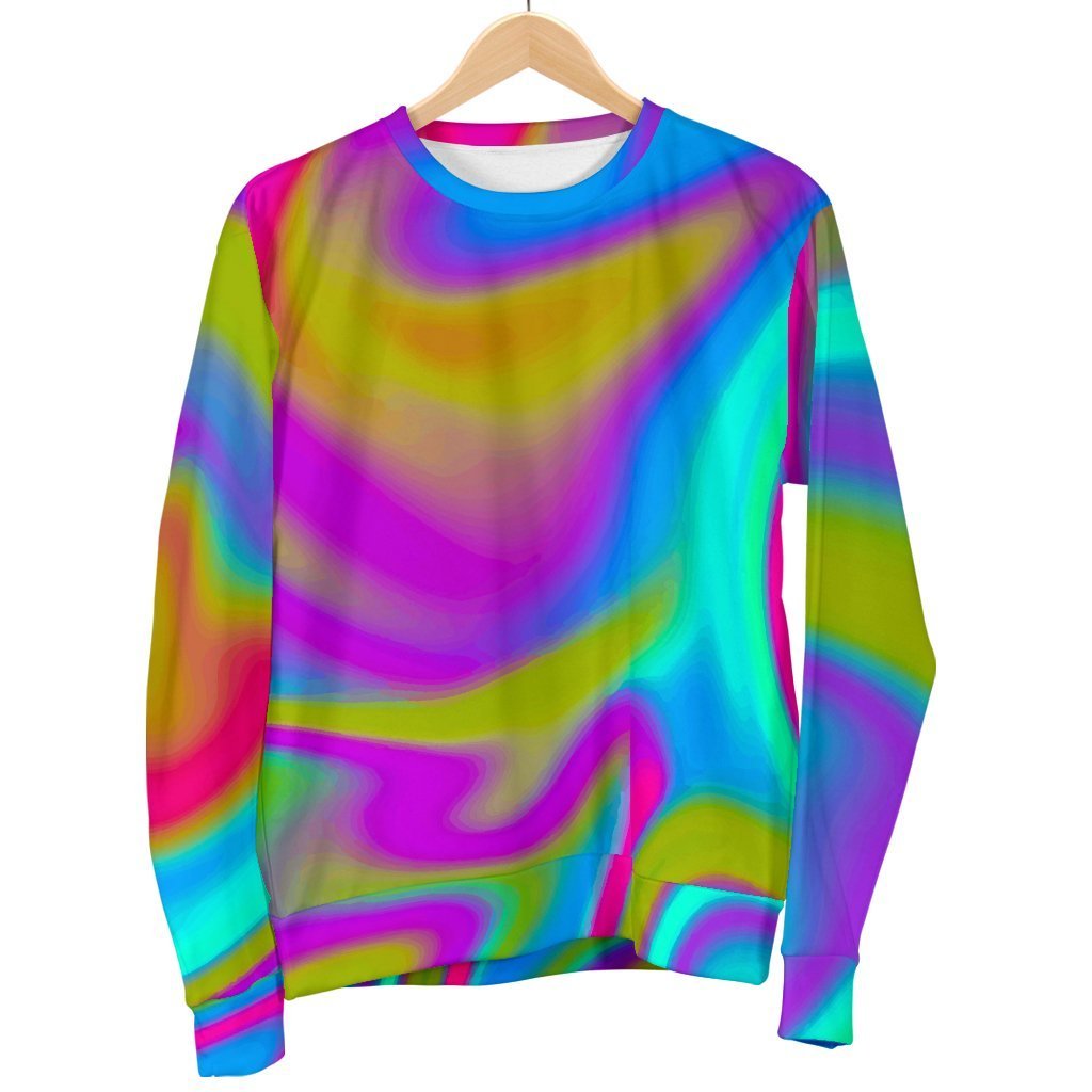 Neon Psychedelic Trippy Print Men's Crewneck Sweatshirt GearFrost