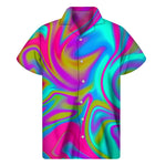 Neon Psychedelic Trippy Print Men's Short Sleeve Shirt