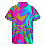 Neon Psychedelic Trippy Print Men's Short Sleeve Shirt