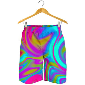 Mens Booty Shorts - Psychedelic Neon Tie Dye