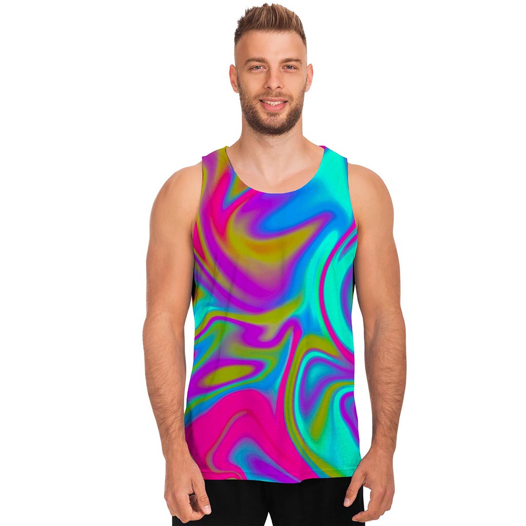 Neon Psychedelic Trippy Print Men's Tank Top