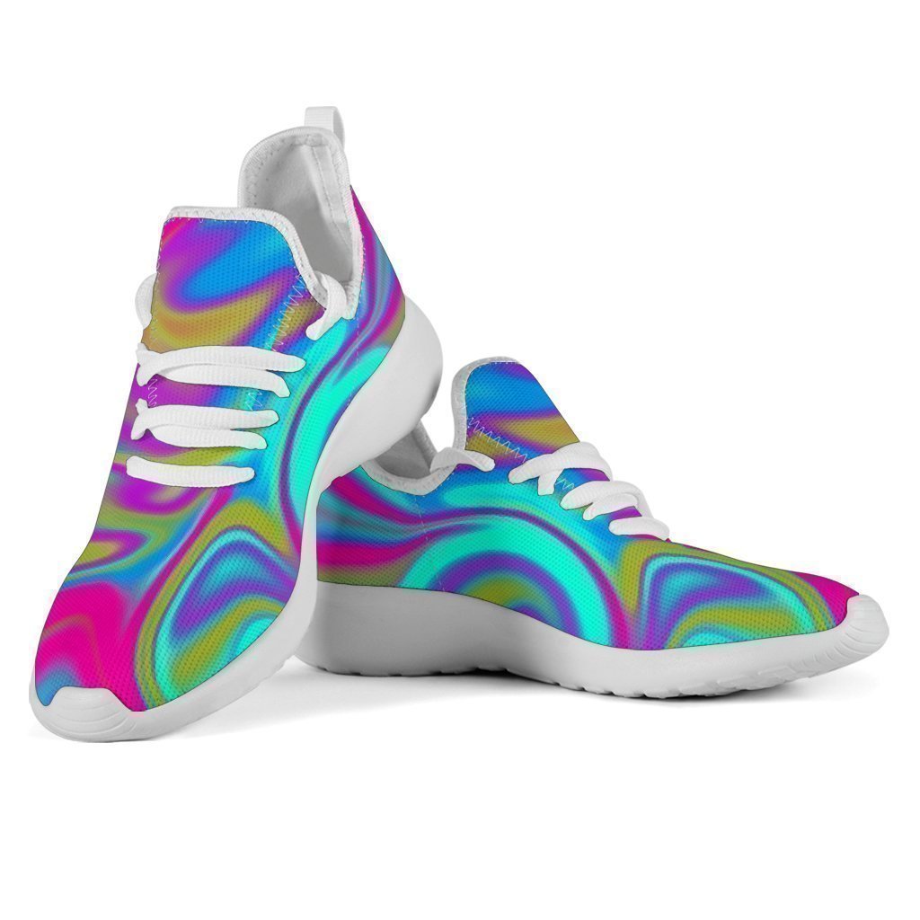 Neon Psychedelic Trippy Print Mesh Knit Shoes GearFrost