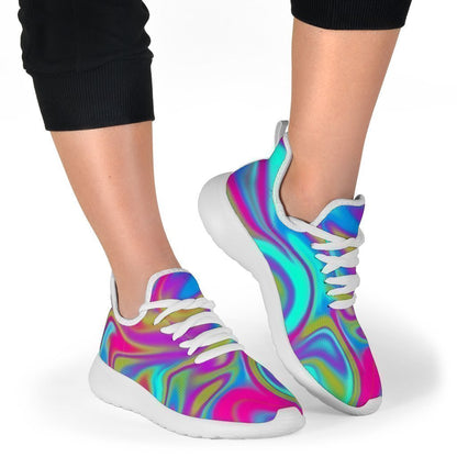 Neon Psychedelic Trippy Print Mesh Knit Shoes GearFrost