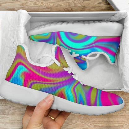 Neon Psychedelic Trippy Print Mesh Knit Shoes GearFrost