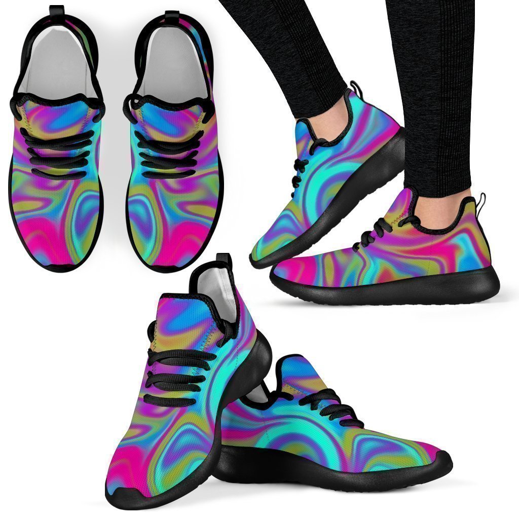 Neon Psychedelic Trippy Print Mesh Knit Shoes GearFrost