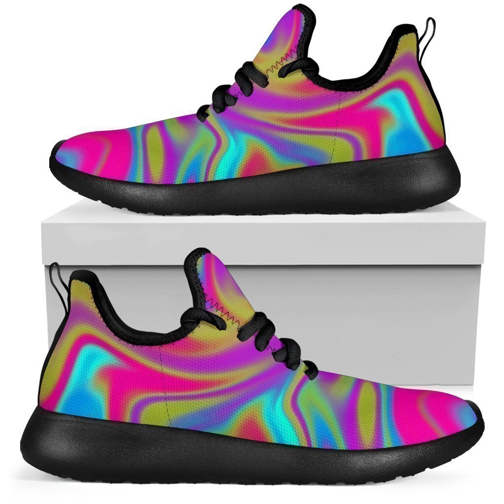 Neon Psychedelic Trippy Print Mesh Knit Shoes GearFrost