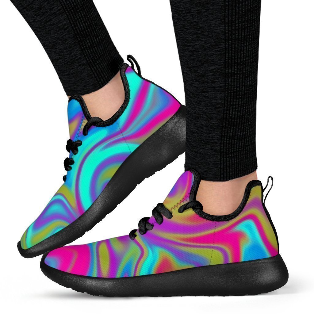 Neon Psychedelic Trippy Print Mesh Knit Shoes GearFrost