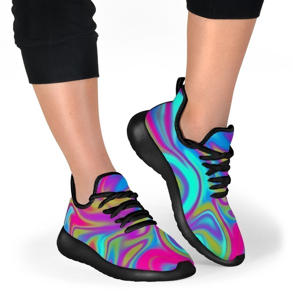 Neon Psychedelic Trippy Print Mesh Knit Shoes GearFrost