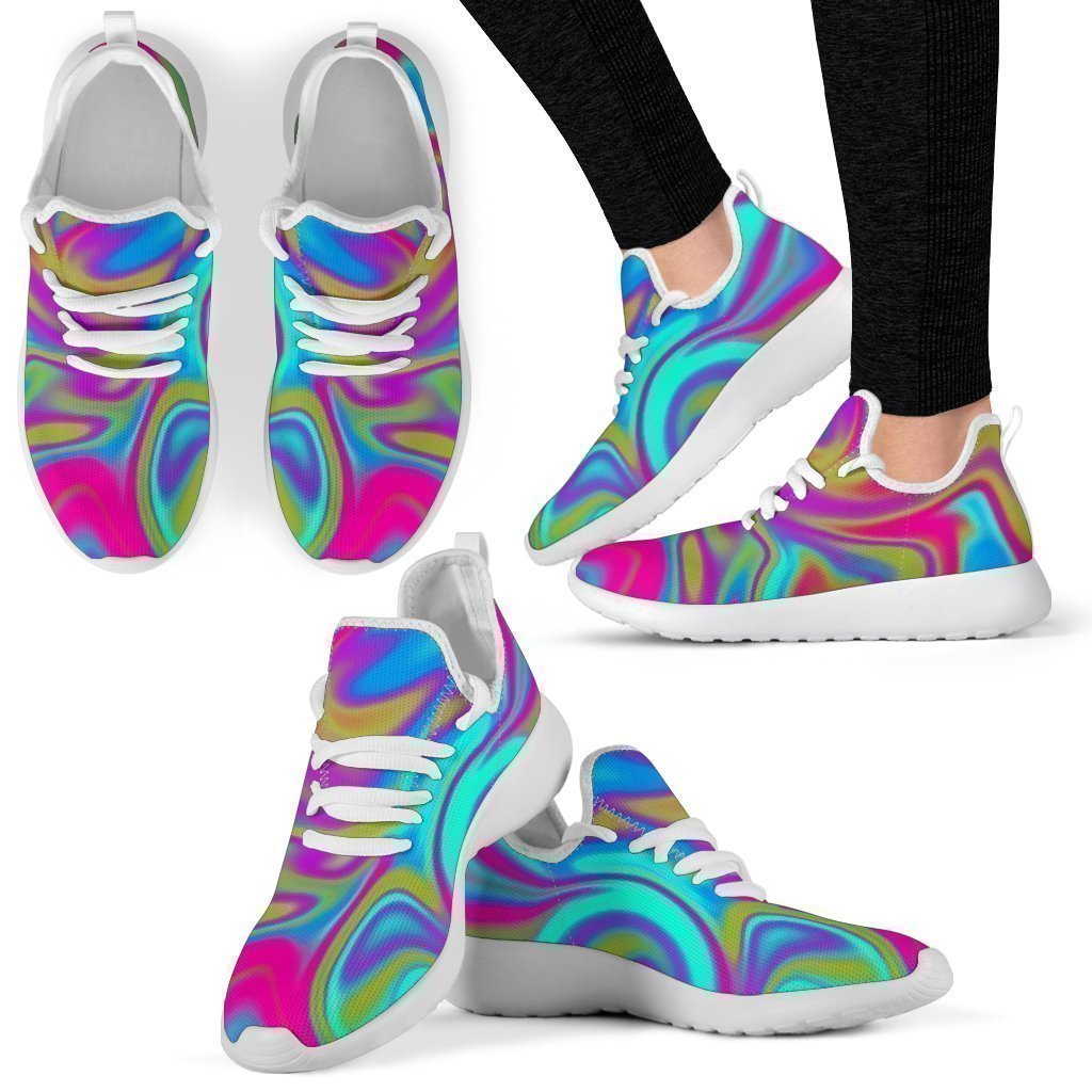 Neon Psychedelic Trippy Print Mesh Knit Shoes GearFrost