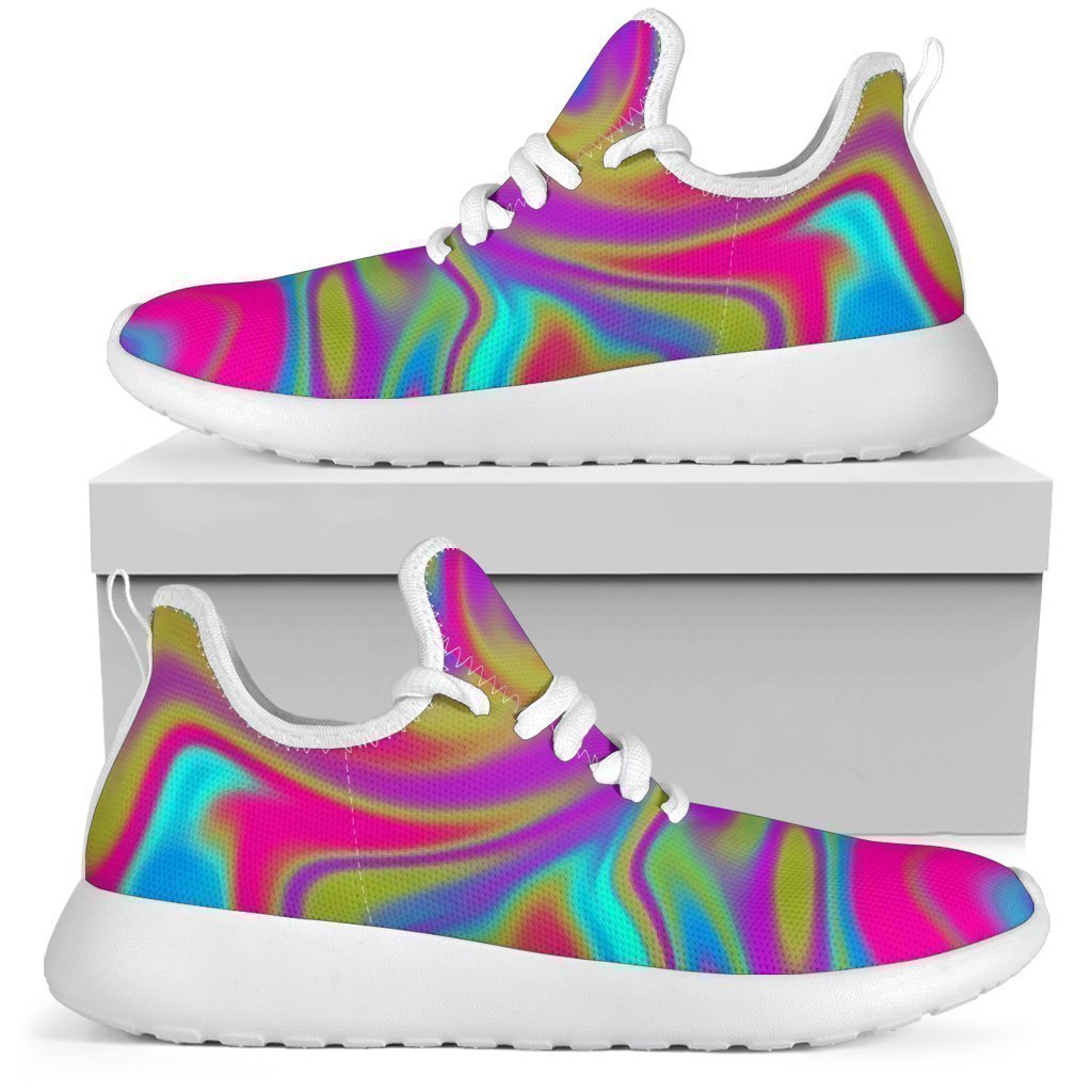 Neon Psychedelic Trippy Print Mesh Knit Shoes GearFrost