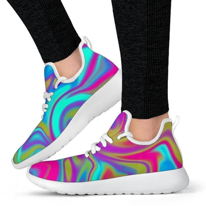 Neon Psychedelic Trippy Print Mesh Knit Shoes GearFrost