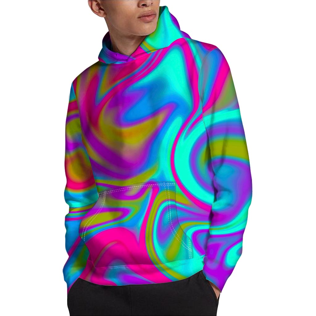 Neon Psychedelic Trippy Print Pullover Hoodie