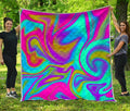 Neon Psychedelic Trippy Print Quilt