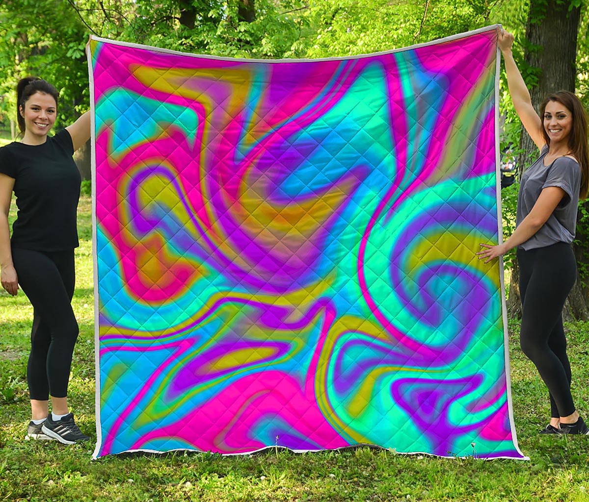 Neon Psychedelic Trippy Print Quilt