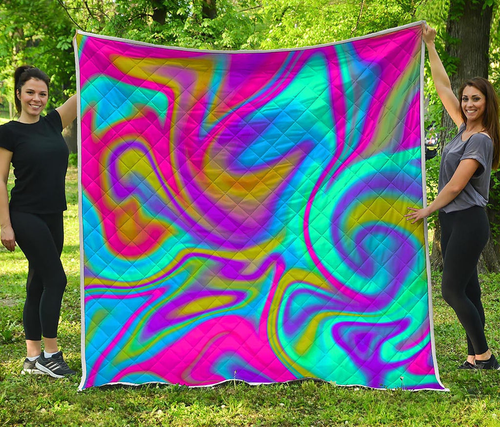 Neon Psychedelic Trippy Print Quilt